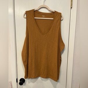 NWT Madewell Women's Basic Honey Brown V-Neck Tank Top Shirt 3X Plus Size